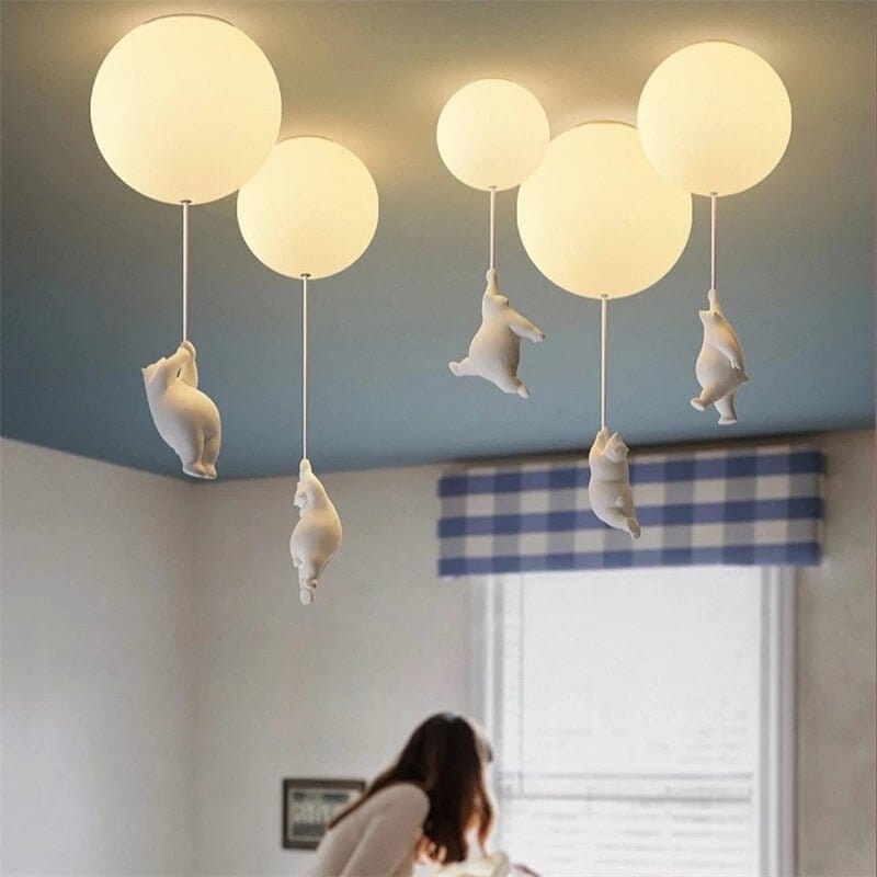 Kids Teddy Bears Holding Balloons Ceiling Light | Kids Room Decor Lights - ZENDUCE - Style A - Diameter 15 cm / Warm White