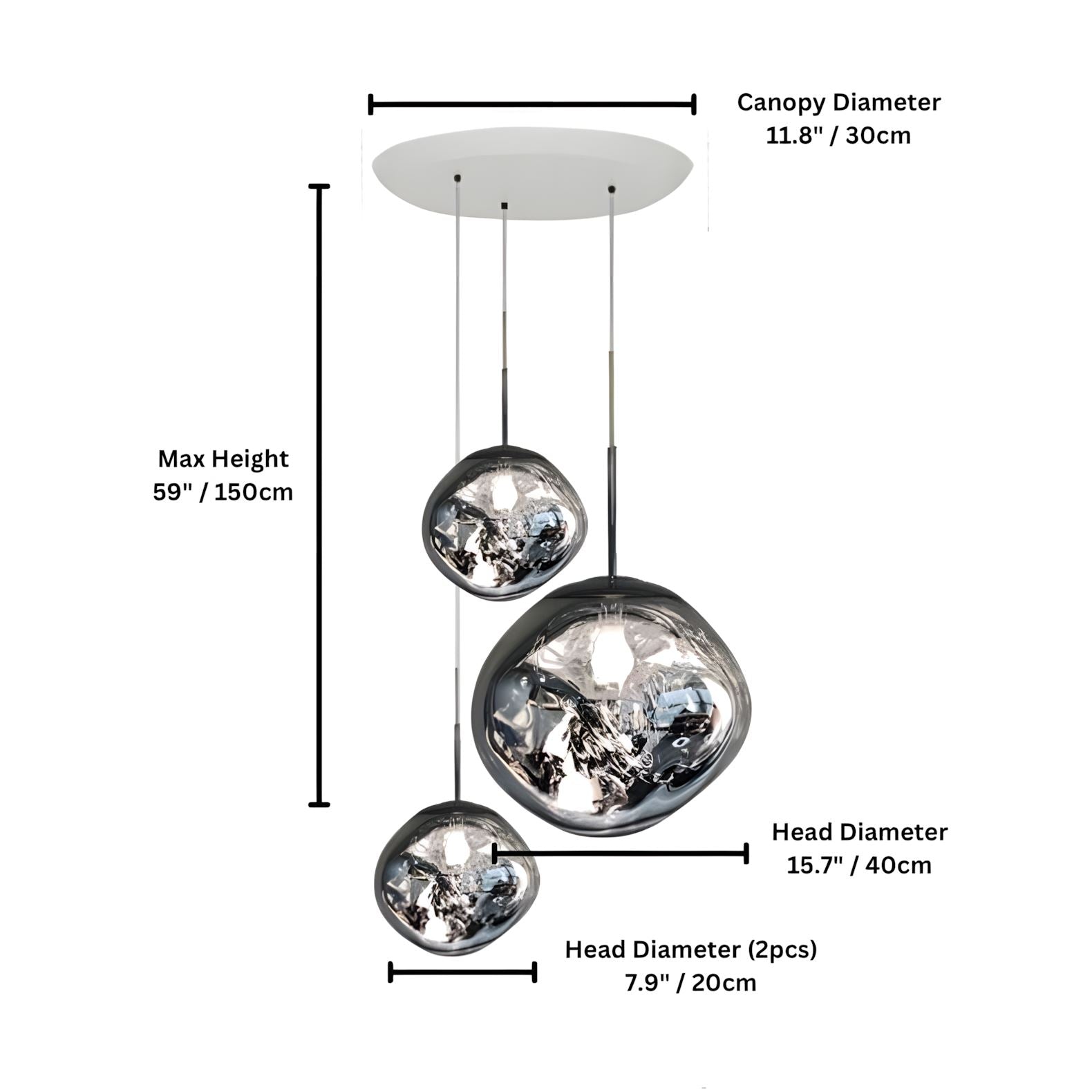 LAVA DROPS - ZENDUCE - 3 heads silver / Glass