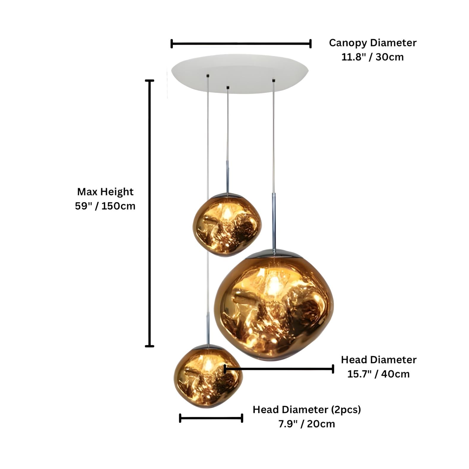 LAVA DROPS - ZENDUCE - 3 heads gold / Glass