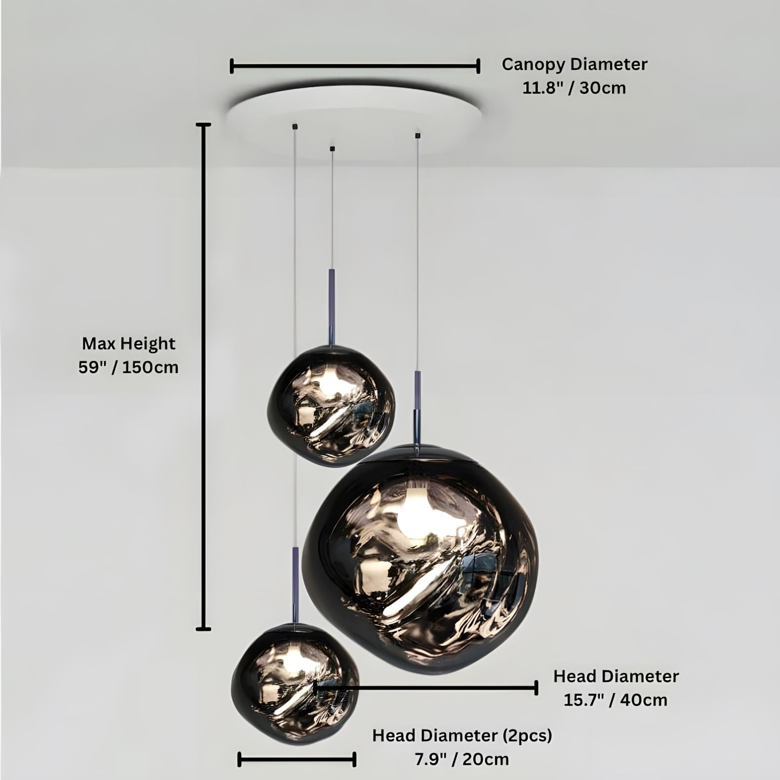 LAVA DROPS - ZENDUCE - 3 heads smoke grey / Glass