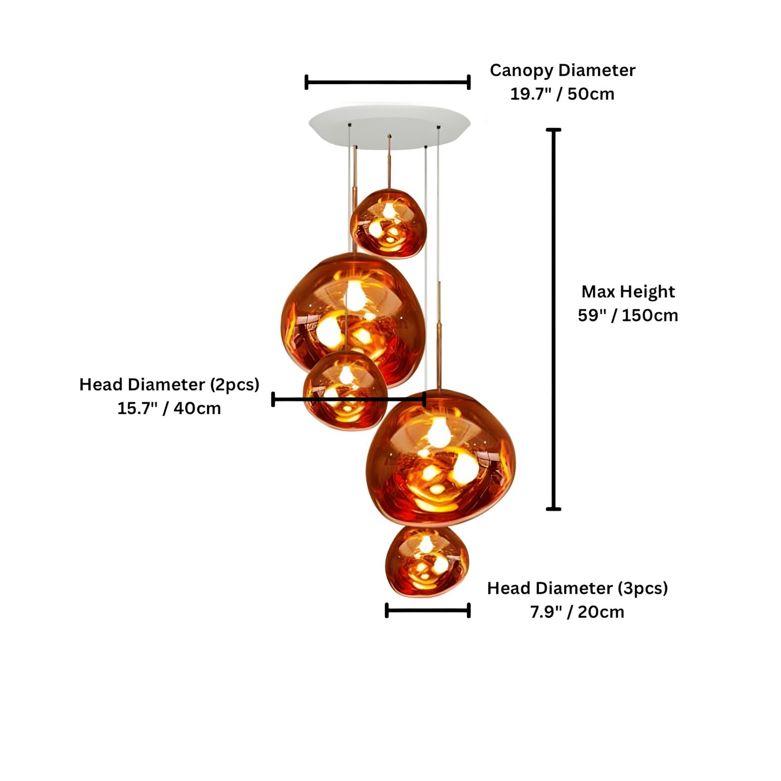 LAVA DROPS - ZENDUCE - 5 heads rose gold / Glass