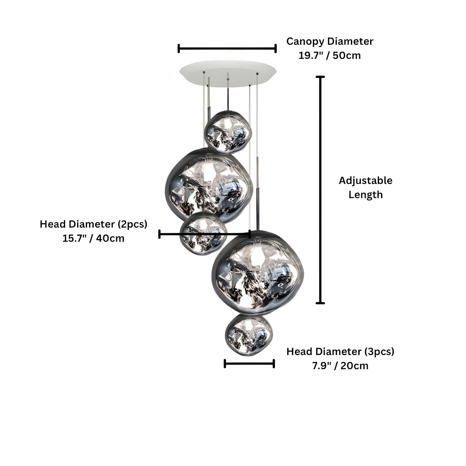 LAVA DROPS - ZENDUCE - 5 heads silver / Glass