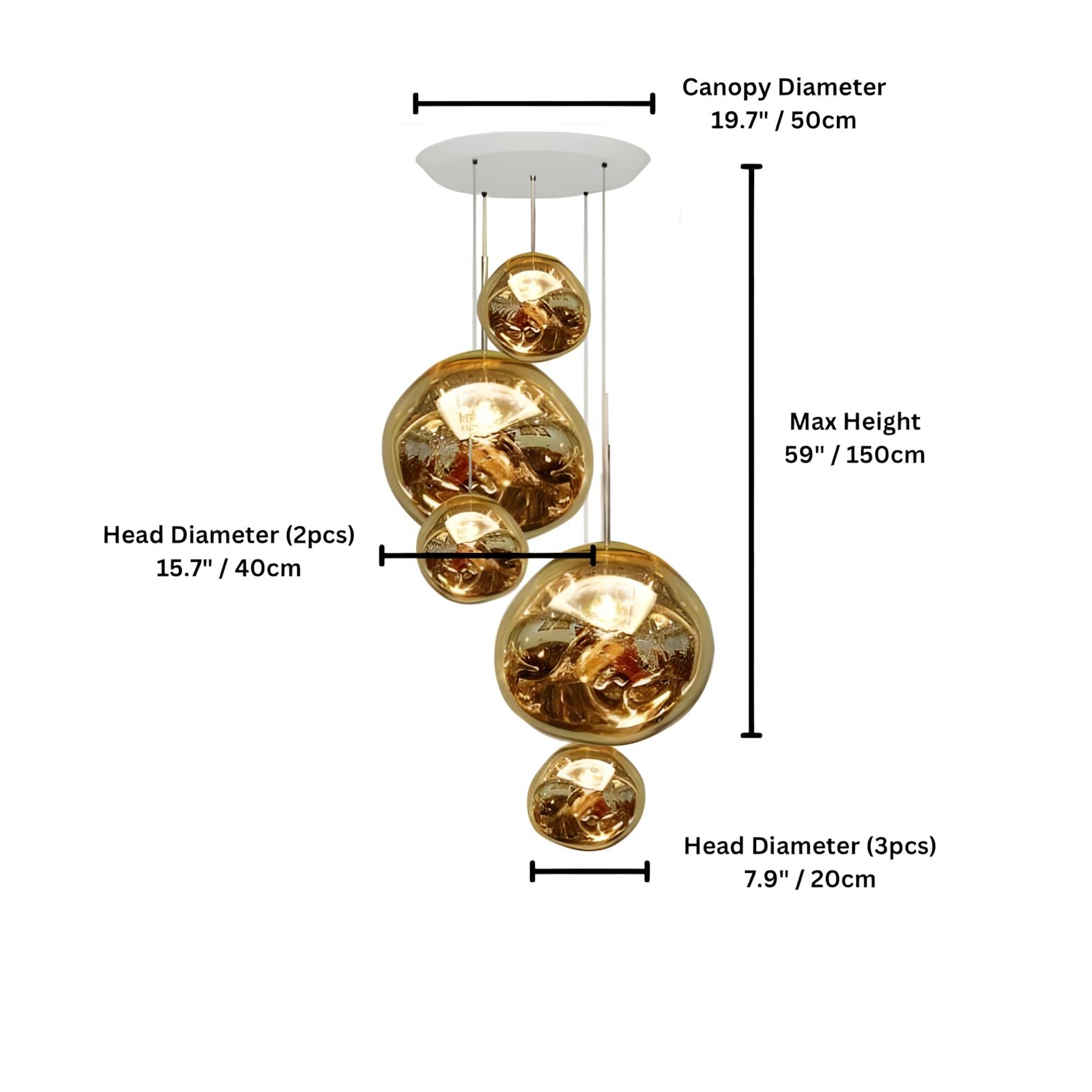 LAVA DROPS - ZENDUCE - 5 heads gold / Glass