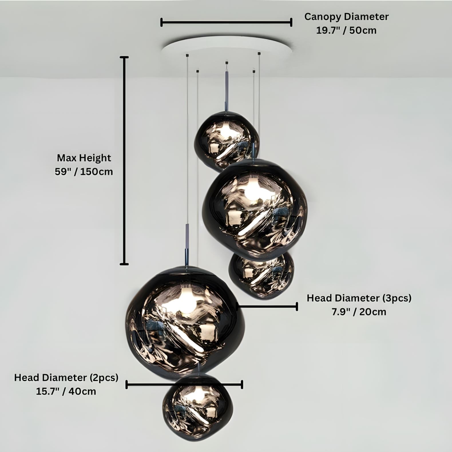LAVA DROPS - ZENDUCE - 5 heads smoke grey / Glass