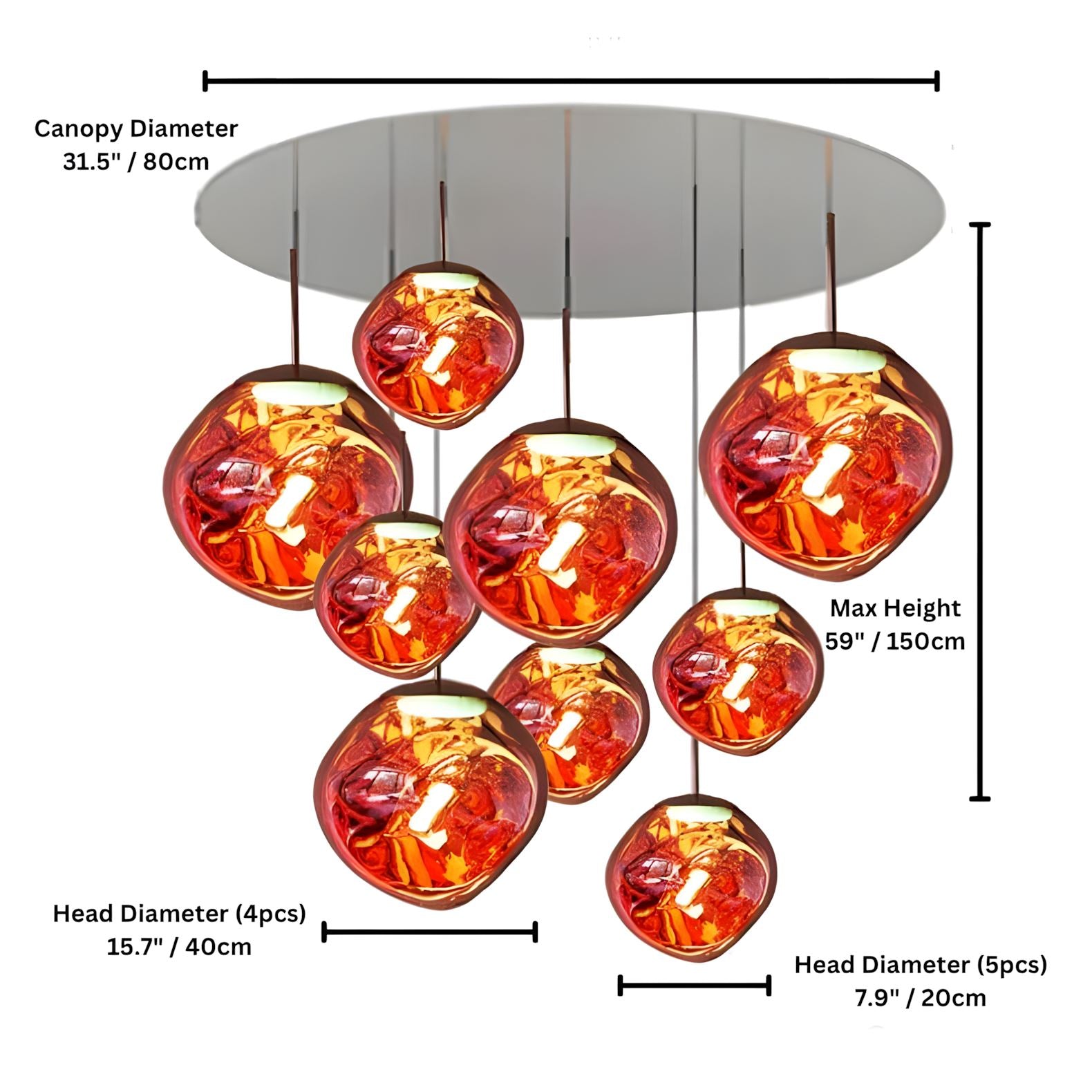 LAVA DROPS - ZENDUCE - 9 heads rose gold / Glass