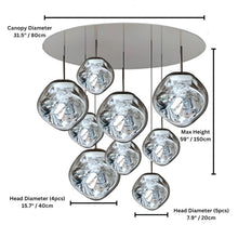 LAVA DROPS - ZENDUCE - 9 heads silver / Glass