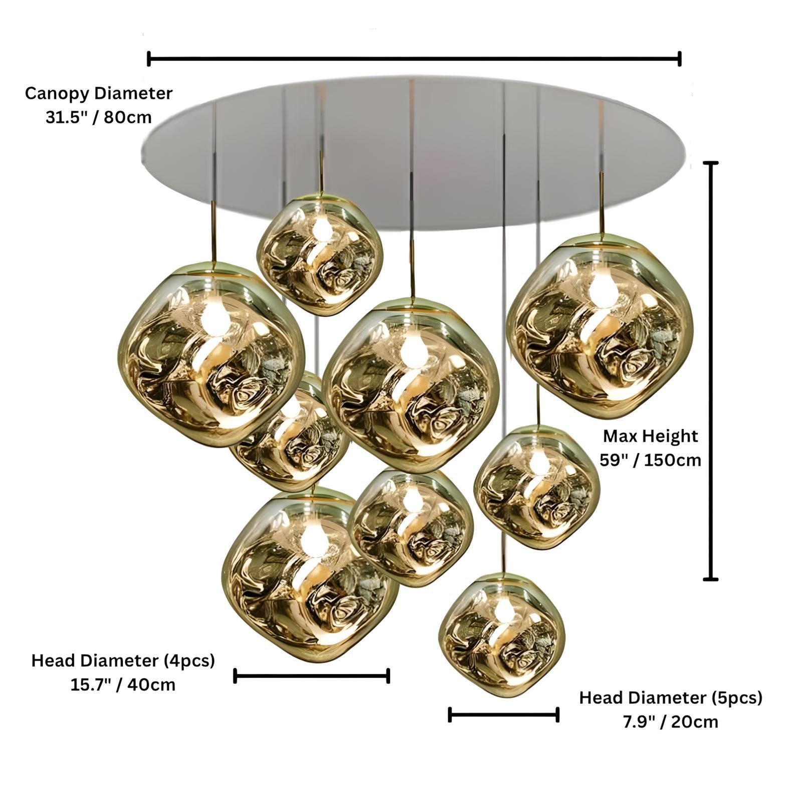 LAVA DROPS - ZENDUCE - 9 heads gold / Glass