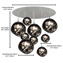 LAVA DROPS - ZENDUCE - 9 heads smoke grey / Glass