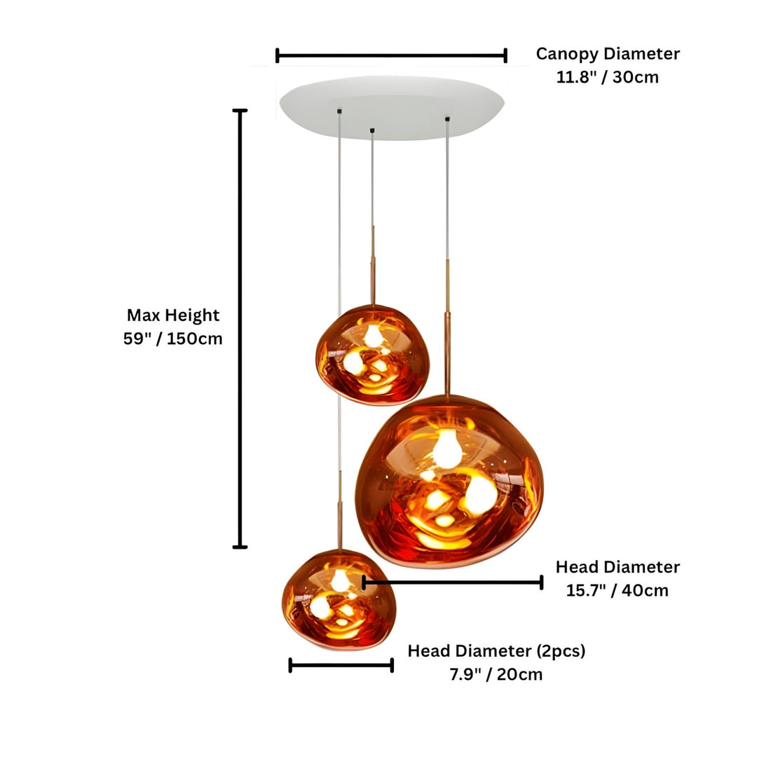 LAVA DROPS - ZENDUCE - 3 heads rose gold / Glass