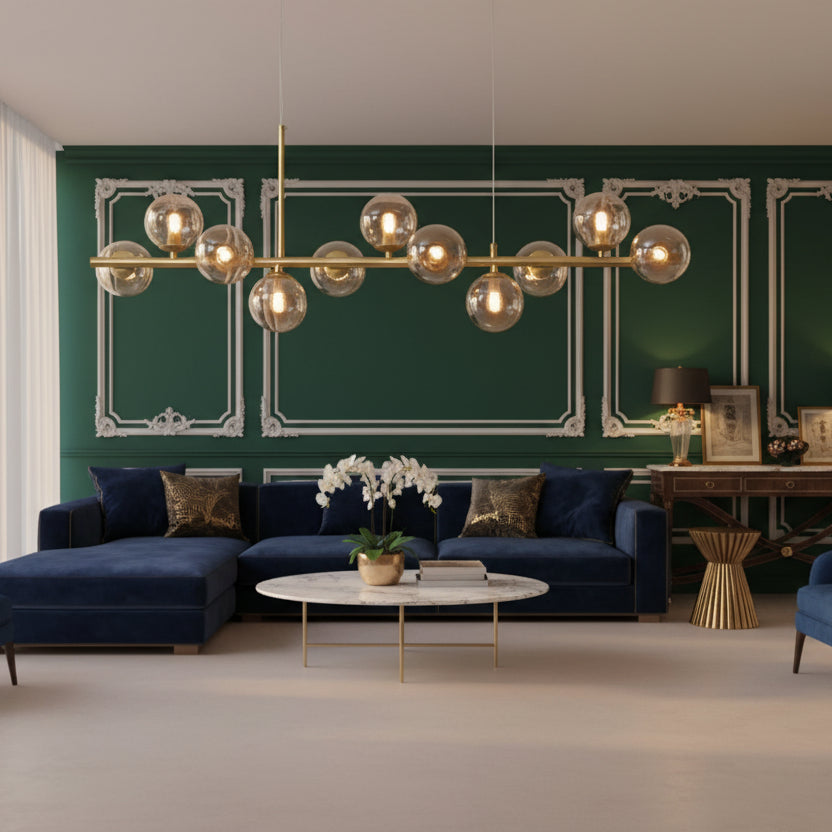 LUMARA-Modern Linear Globe LED Chandelier-ZENDUCE