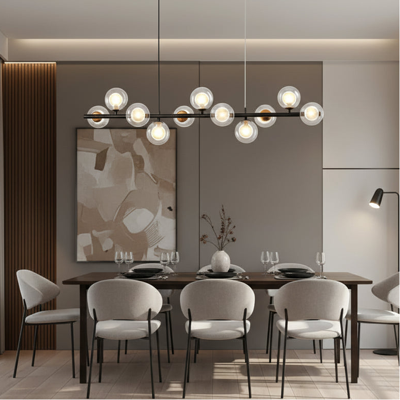 LUMARA-Modern Linear Globe LED Chandelier-ZENDUCE