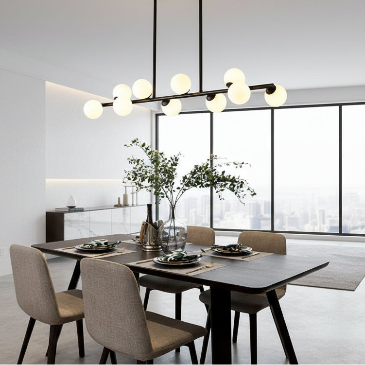 LUMARA-Modern Linear Globe LED Chandelier-ZENDUCE