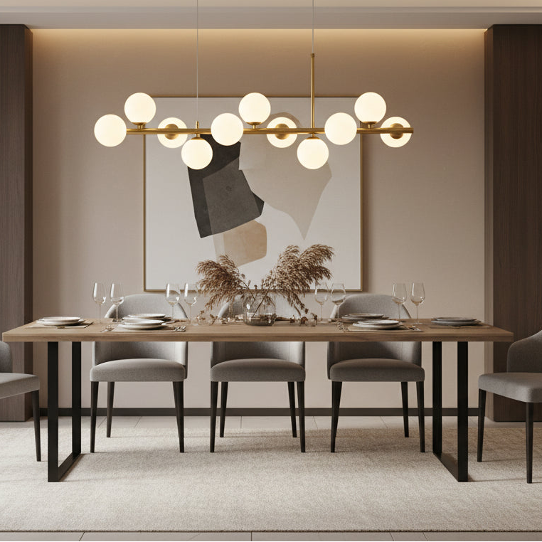LUMARA-Modern Linear Globe LED Chandelier-ZENDUCE