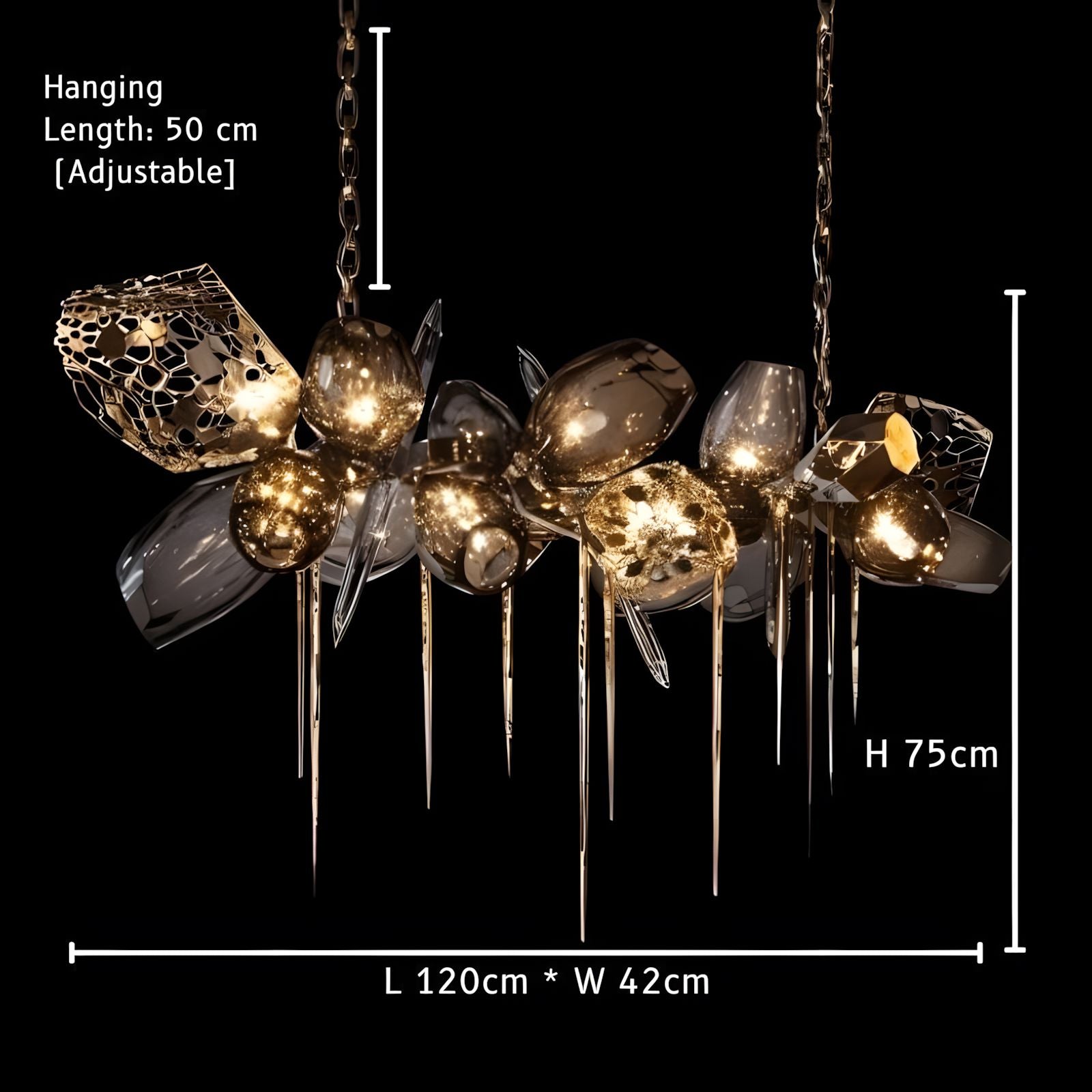 LUSTRE-Artistic Cognac Glass Globes Chandelier-ZENDUCE