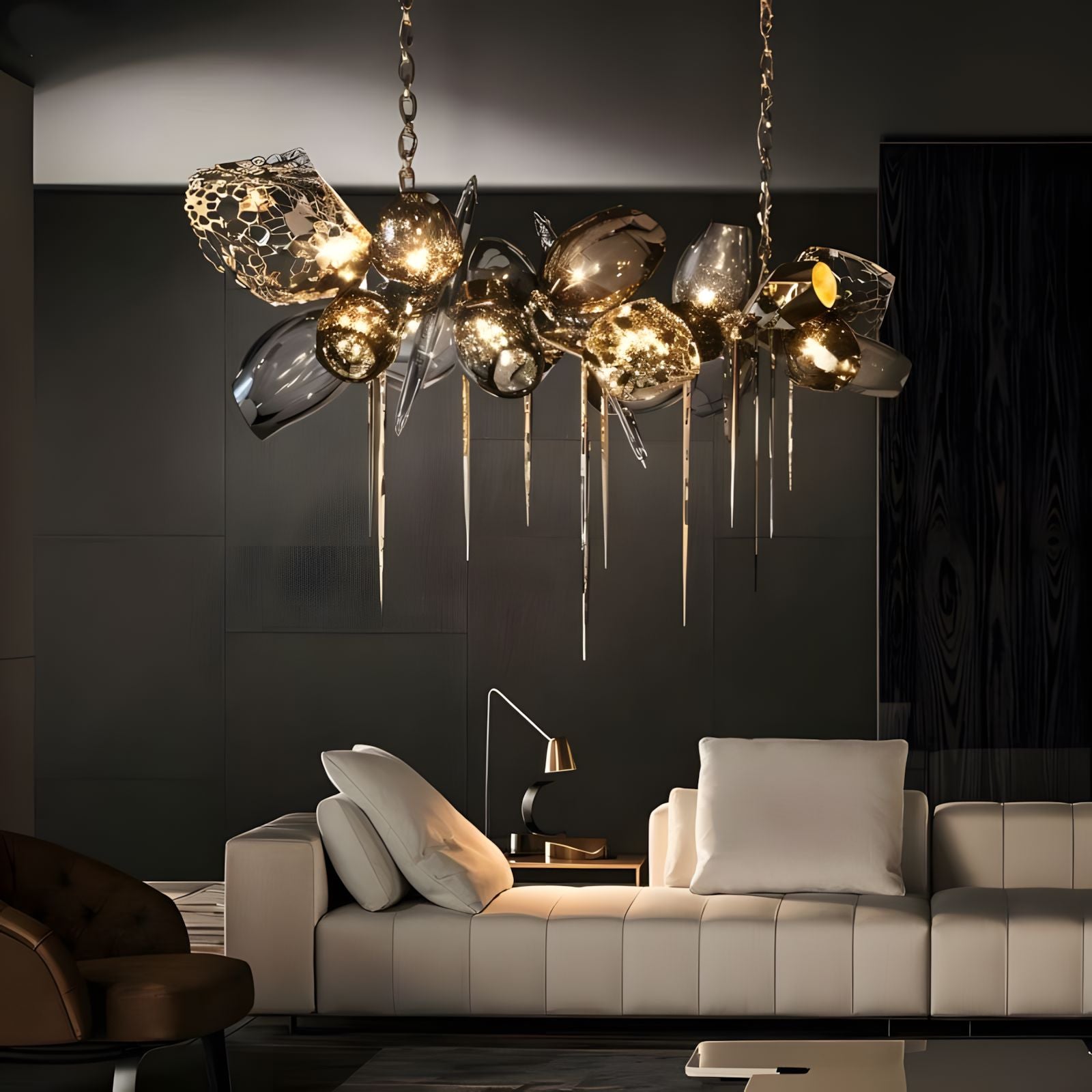 LUSTRE-Artistic Cognac Glass Globes Chandelier-ZENDUCE