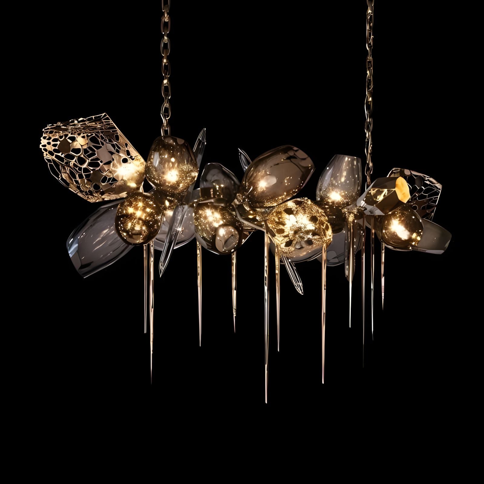 LUSTRE-Artistic Cognac Glass Globes Chandelier-ZENDUCE