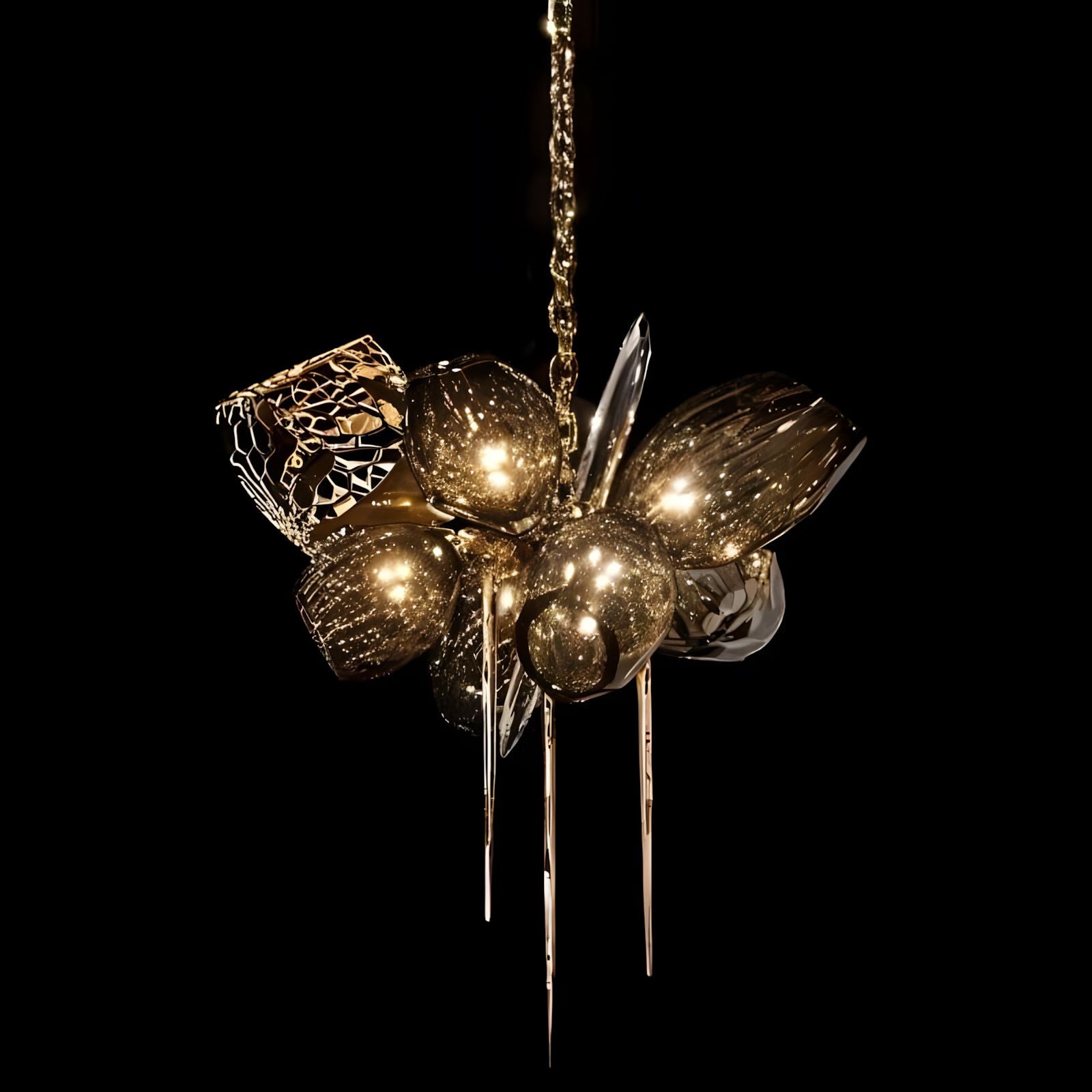 LUSTRE-Artistic Cognac Glass Globes Chandelier-ZENDUCE