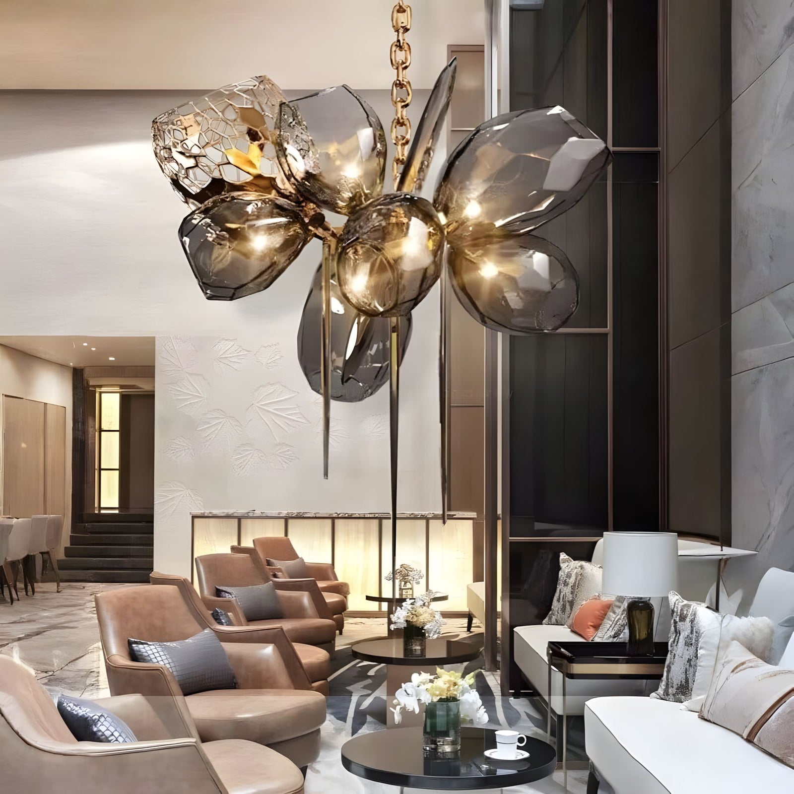 LUSTRE-Artistic Cognac Glass Globes Chandelier-ZENDUCE