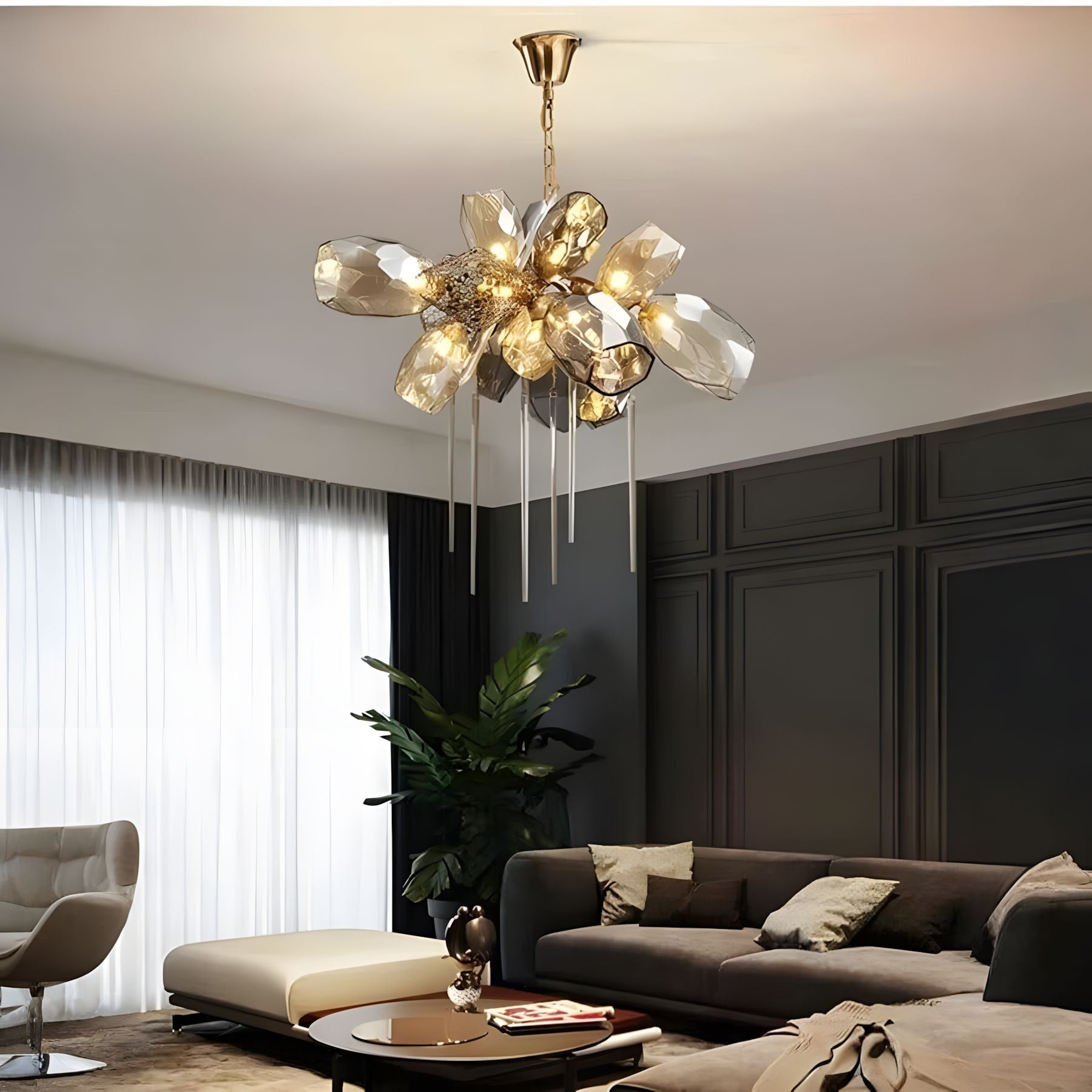 LUSTRE-Artistic Cognac Glass Globes Chandelier-ZENDUCE
