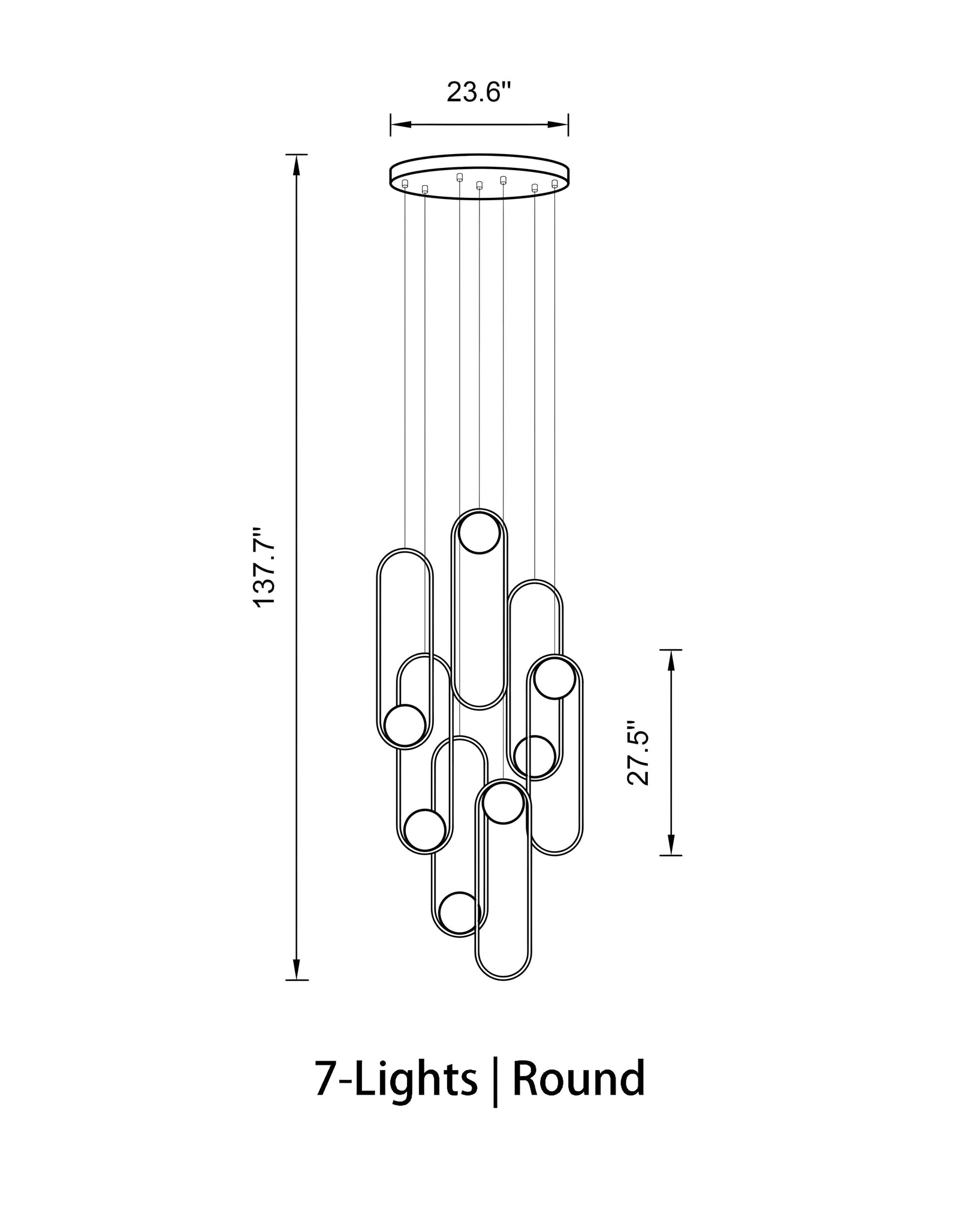 MILA - ZENDUCE - Round-5 Lights ( ∅ 19.6"× H 98.5" ) / Black