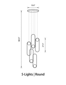 MILA - ZENDUCE - Round-5 Lights ( ∅ 19.6"× H 98.5" ) / Black