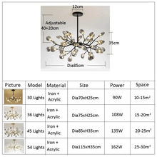 Chandelier with dimensions and specifications on a white background