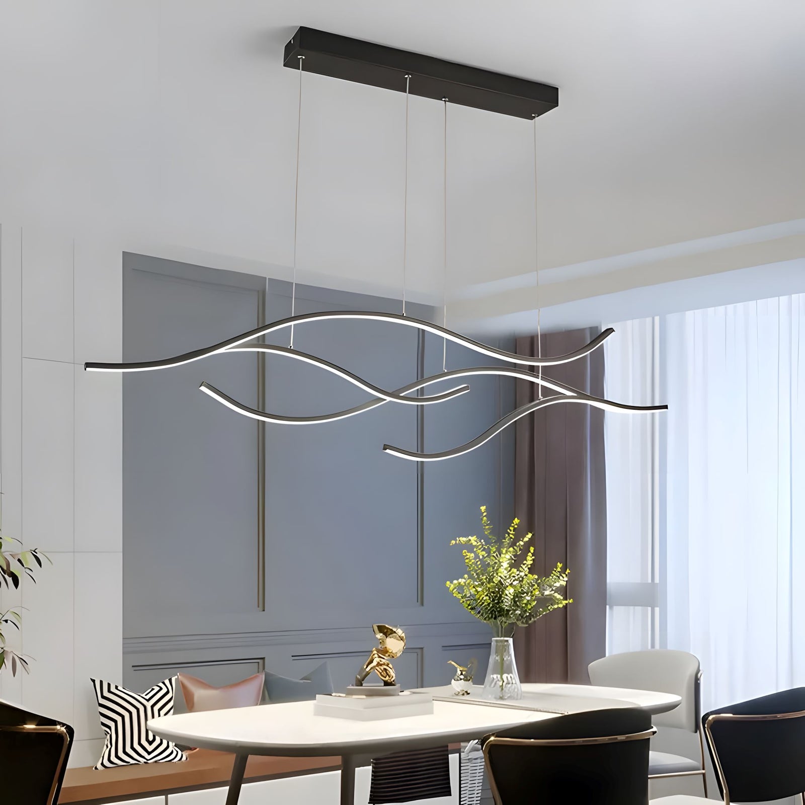 MODERN WAVES - ZENDUCE - 47.2'' / Warm White (Non-Dimmable) / Black