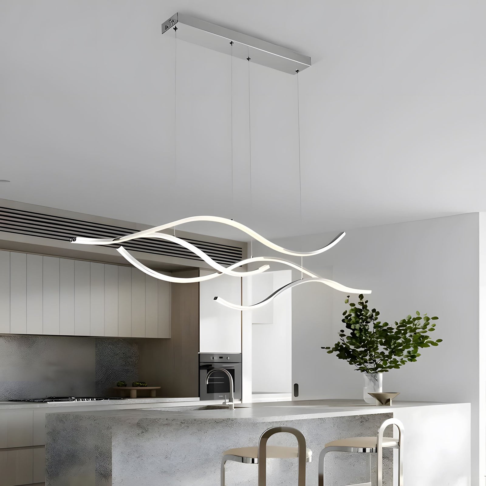 MODERN WAVES - ZENDUCE - 47.2'' / RC Dimmable (Color Changeable) / Chrome