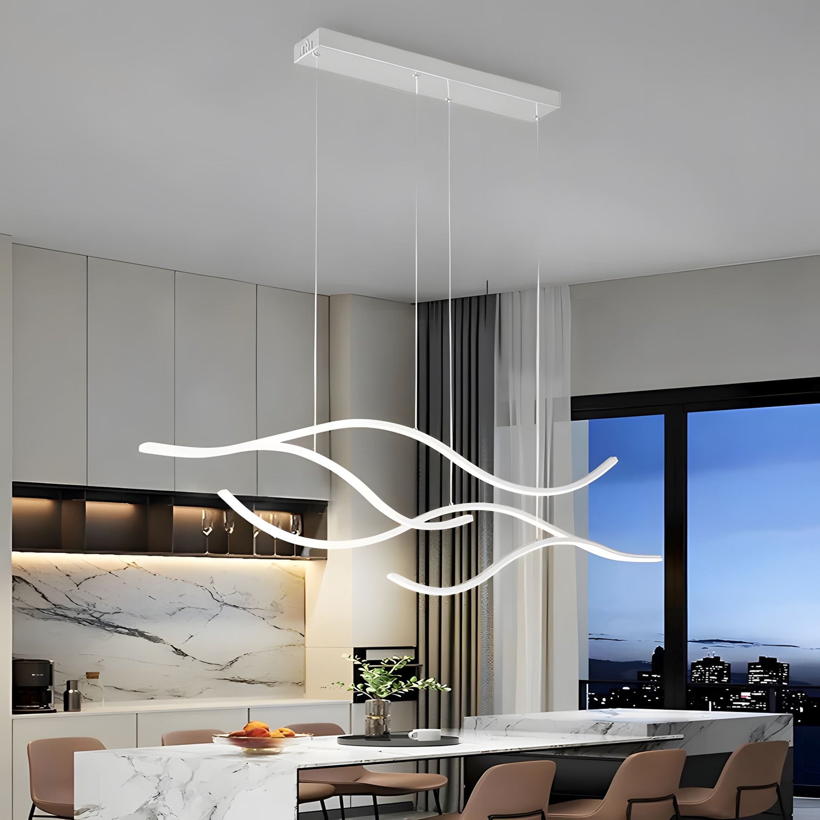 MODERN WAVES - ZENDUCE - 39.3'' / Warm White (Non-Dimmable) / Black