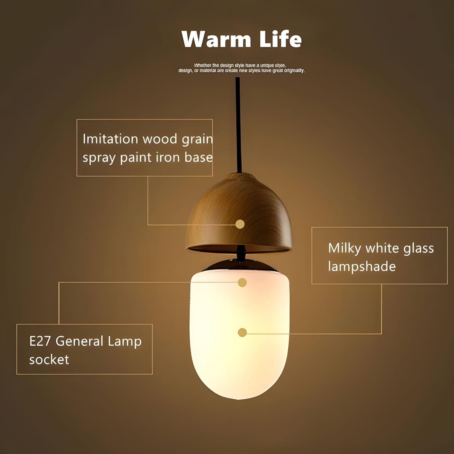 NIVA-Castanea Wooden Style Pendant-ZENDUCE