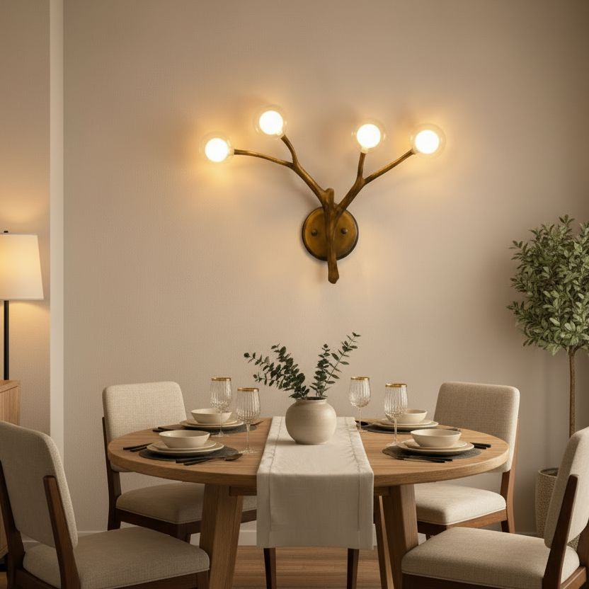 NORDEN-Nordic Wood Branch Glass Bubble Chandelier-ZENDUCE