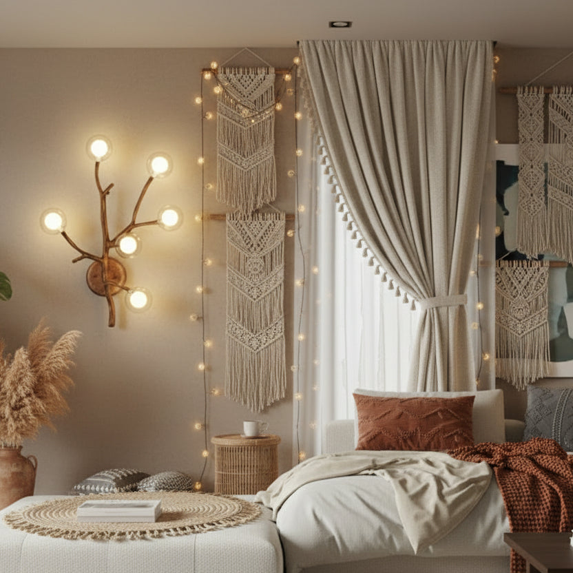 NORDEN-Nordic Wood Branch Glass Bubble Chandelier-ZENDUCE