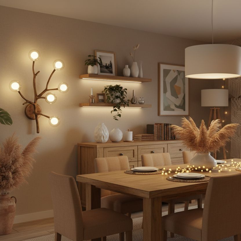 NORDEN-Nordic Wood Branch Glass Bubble Chandelier-ZENDUCE