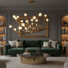 NORDEN-Nordic Wood Branch Glass Bubble Chandelier-ZENDUCE