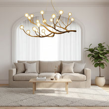NORDEN-Nordic Wood Branch Glass Bubble Chandelier-ZENDUCE
