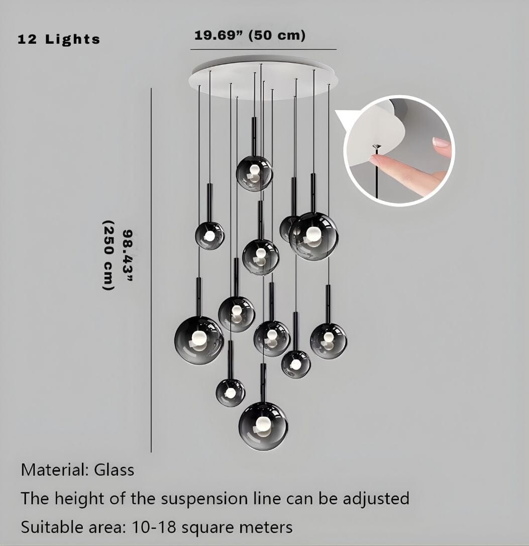 OPHIRA-Orbital Glass Bubble Chandelier-ZENDUCE