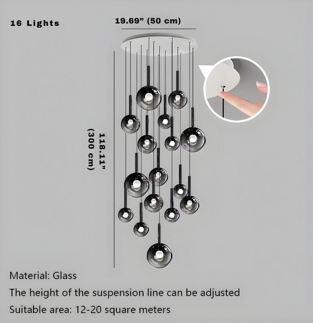 OPHIRA-Orbital Glass Bubble Chandelier-ZENDUCE