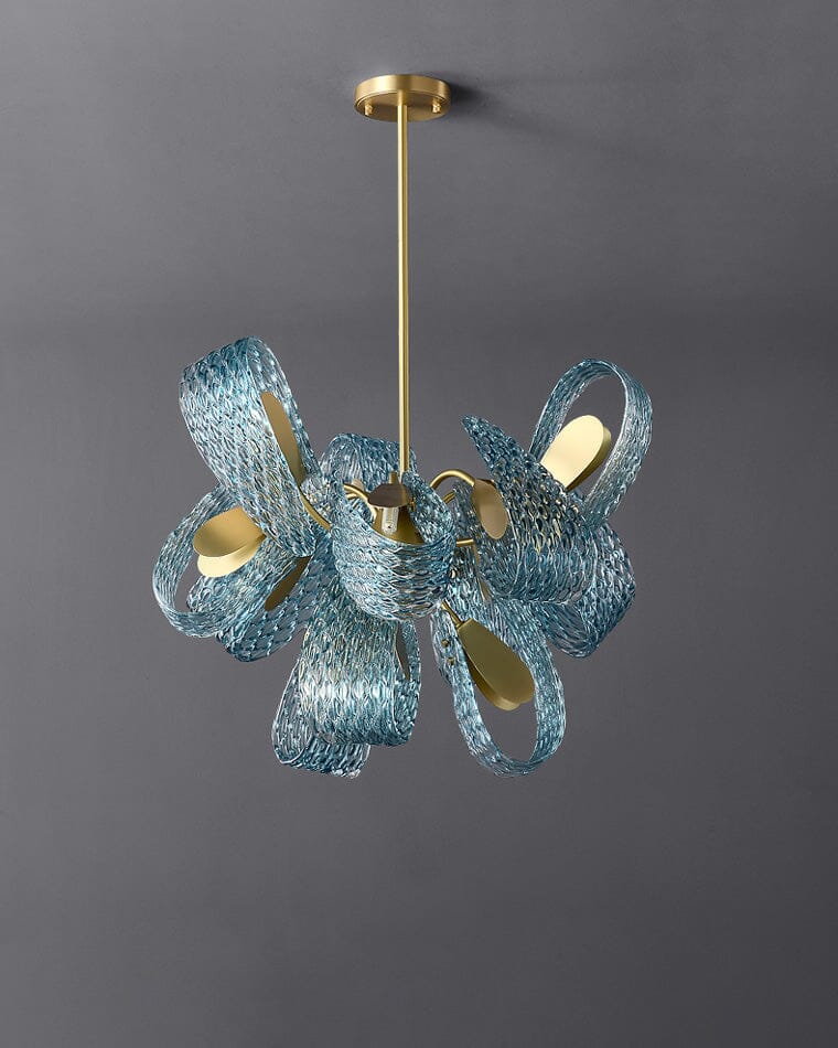 PAVO (Living Room)-Dimmable Glass Leaf Flush Chandelier-ZENDUCE