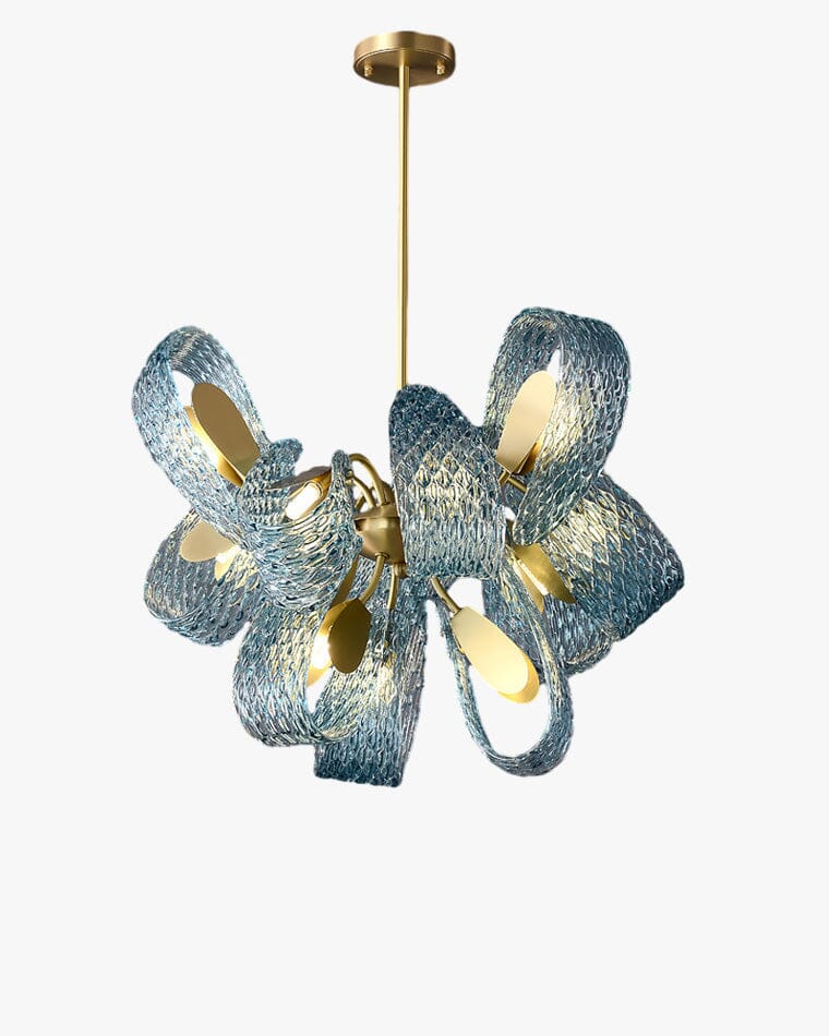 PAVO (Living Room)-Dimmable Glass Leaf Flush Chandelier-ZENDUCE