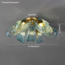 PAVO (Living Room)-Dimmable Glass Leaf Flush Chandelier-ZENDUCE