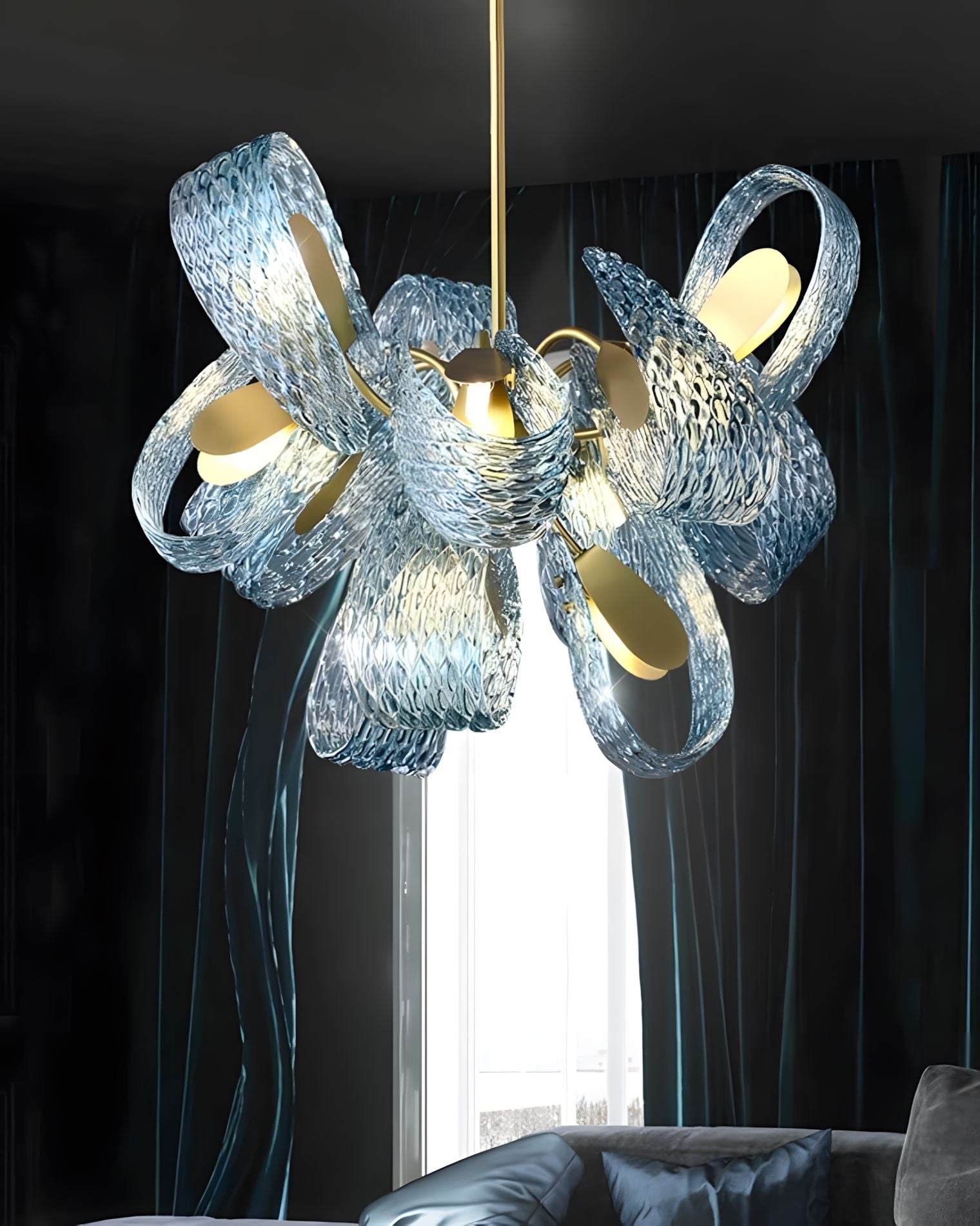 PAVO - Living Room (Open Box)-Dimmable Glass Leaf Flush Chandelier-ZENDUCE
