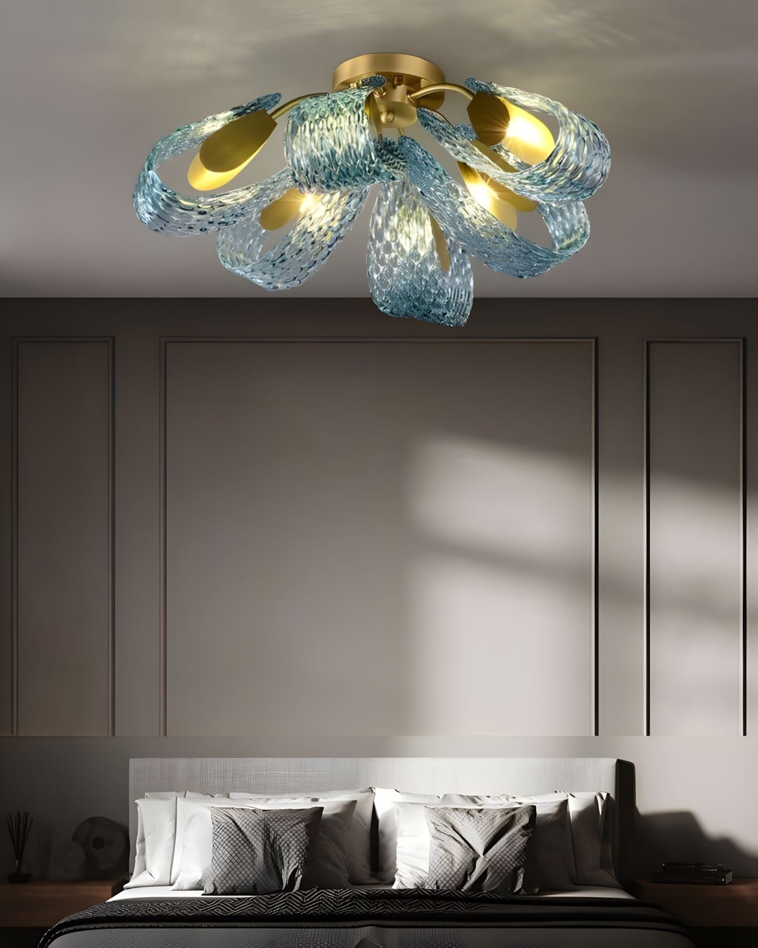 PAVO - Living Room (Open Box)-Dimmable Glass Leaf Flush Chandelier-ZENDUCE