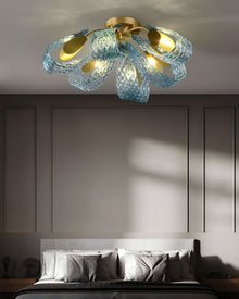 PAVO - Living Room (Open Box)-Dimmable Glass Leaf Flush Chandelier-ZENDUCE