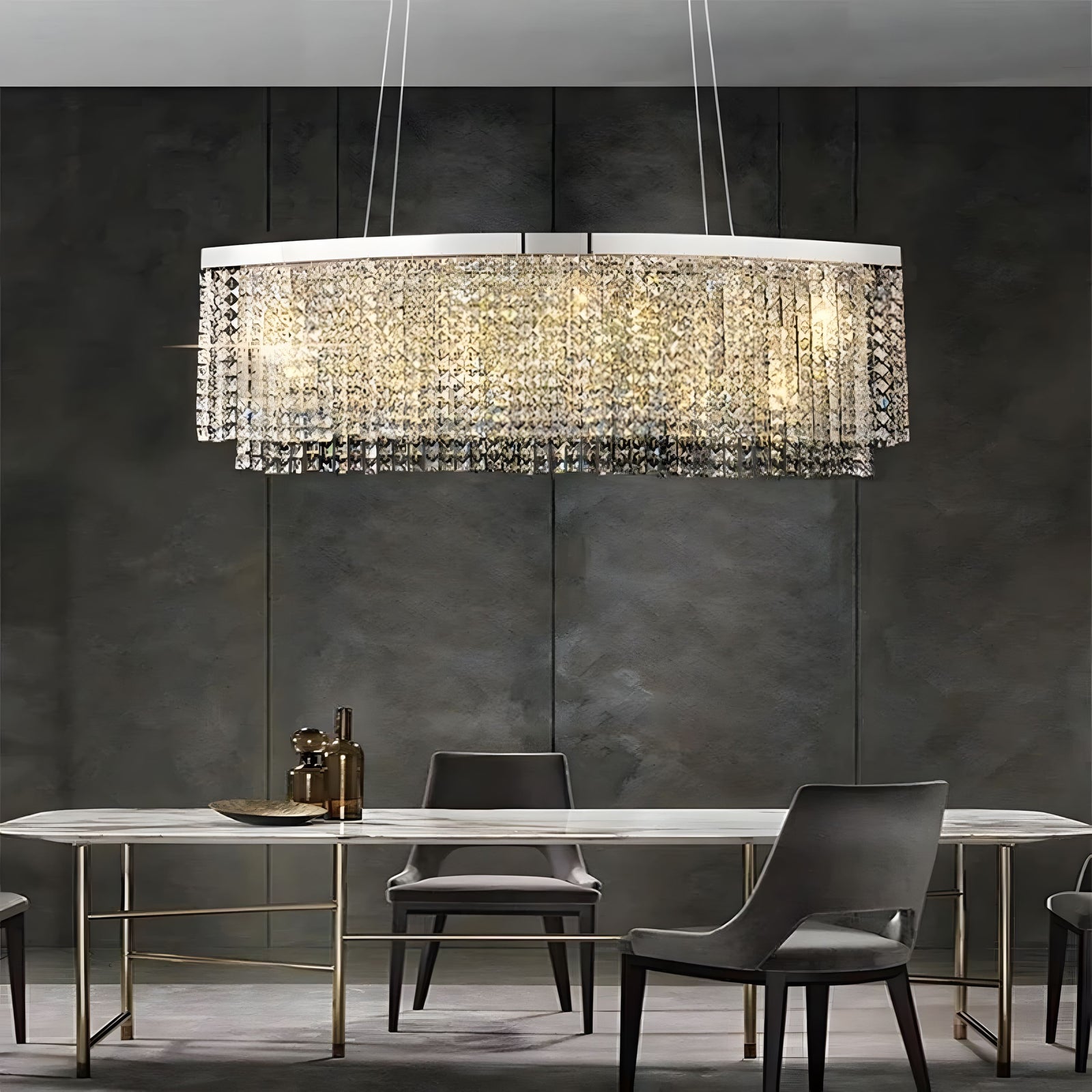PENDRA-Rectangular Crystal Pendant Light-ZENDUCE