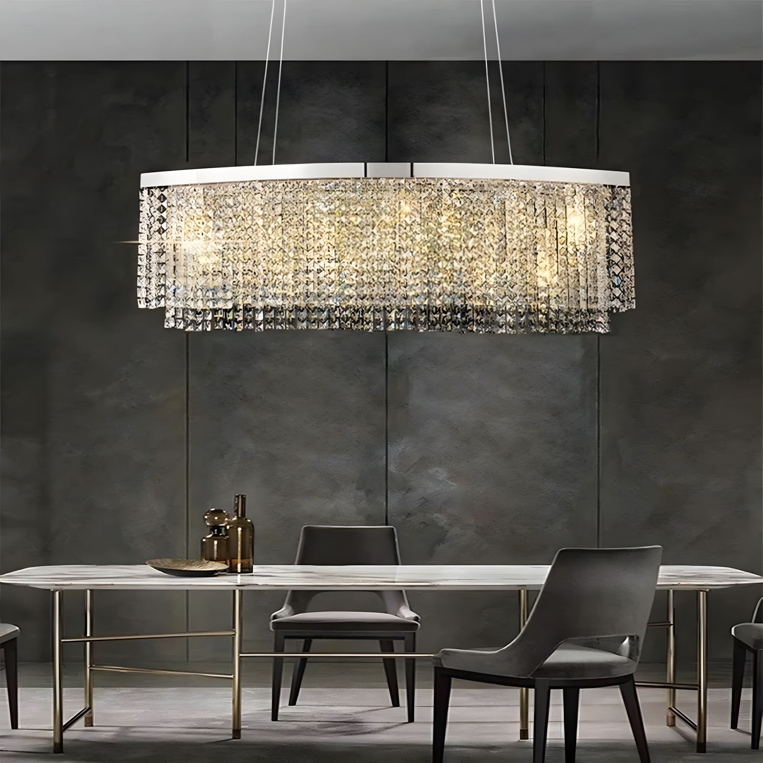PENDRA-Rectangular Crystal Pendant Light-ZENDUCE