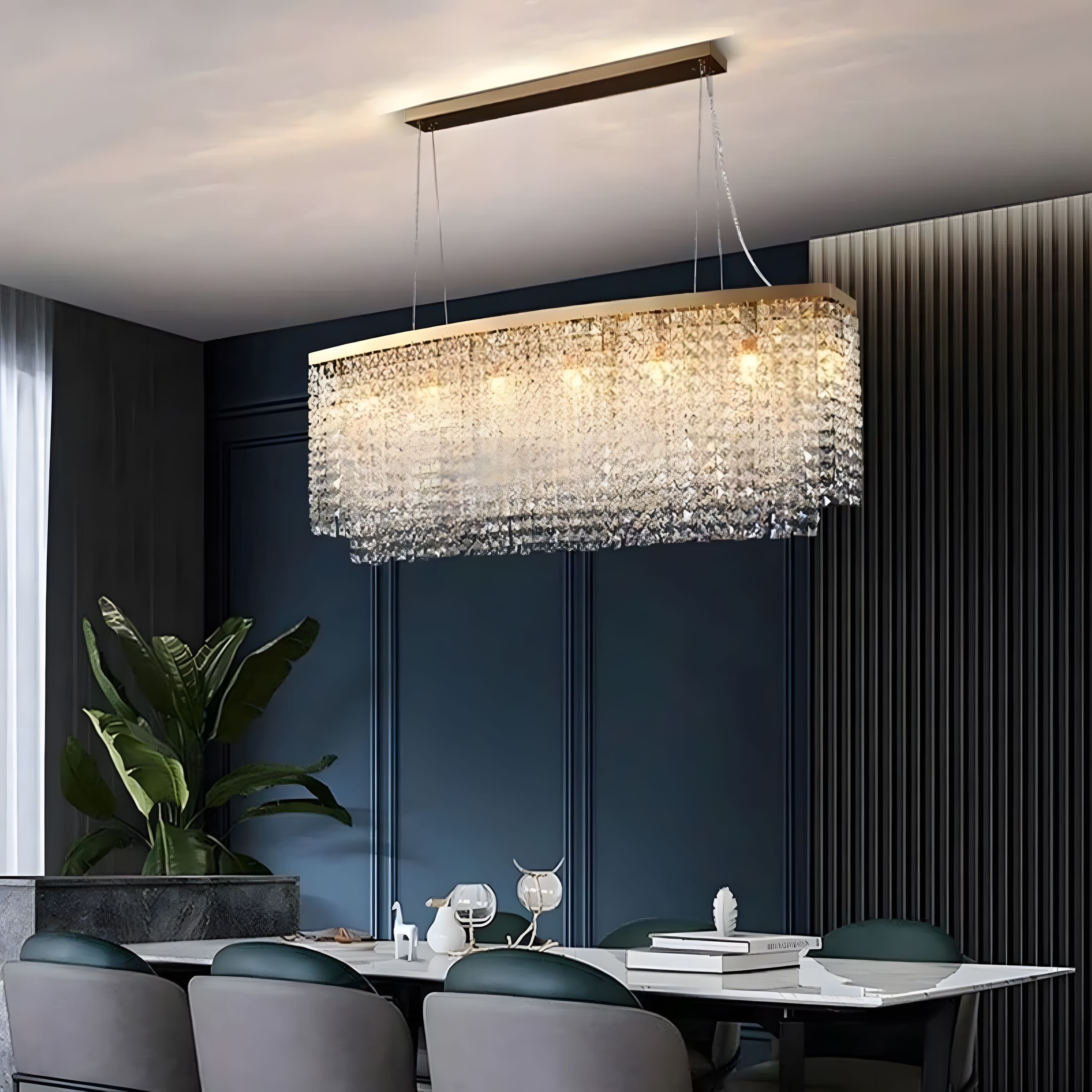PENDRA-Rectangular Crystal Pendant Light-ZENDUCE