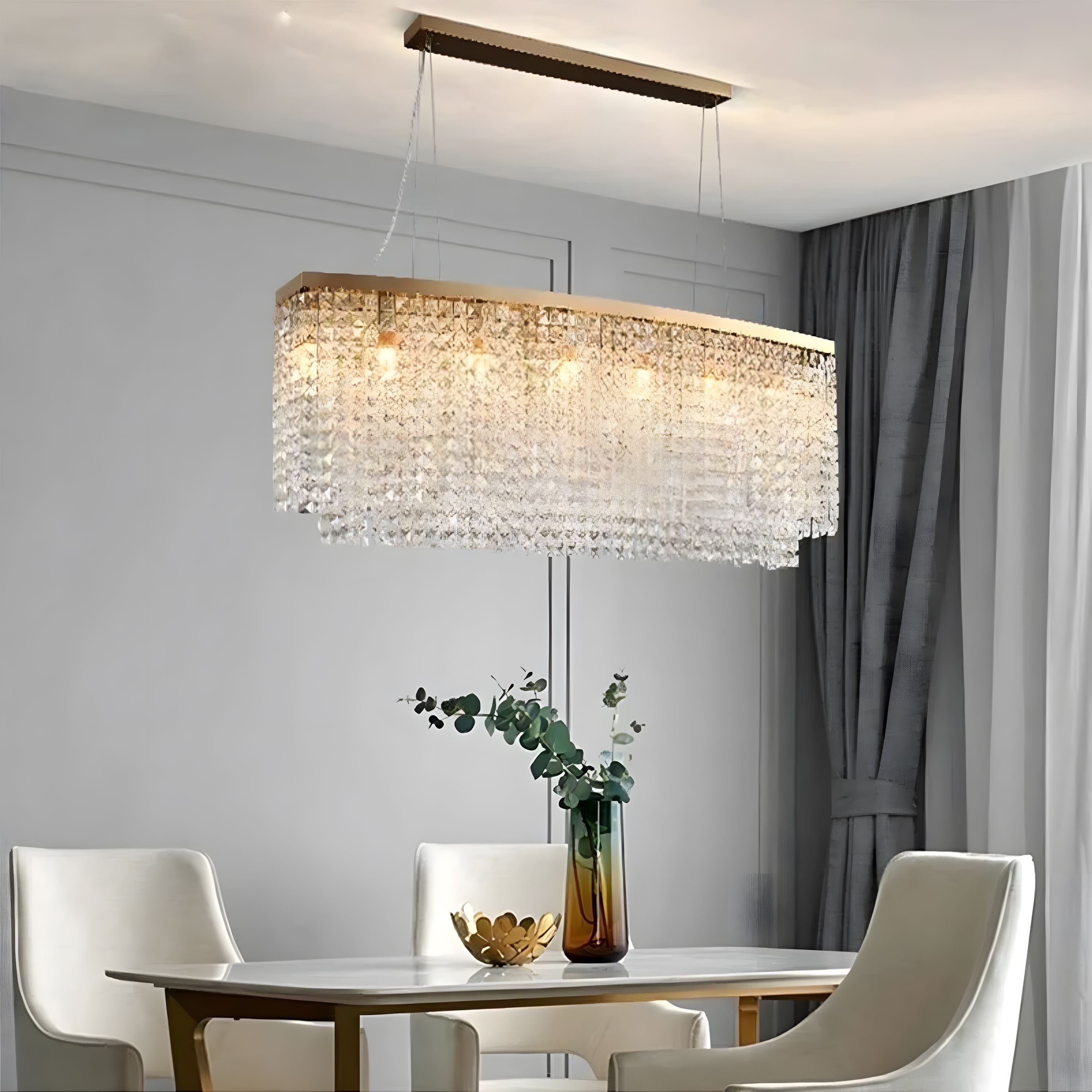 PENDRA-Rectangular Crystal Pendant Light-ZENDUCE