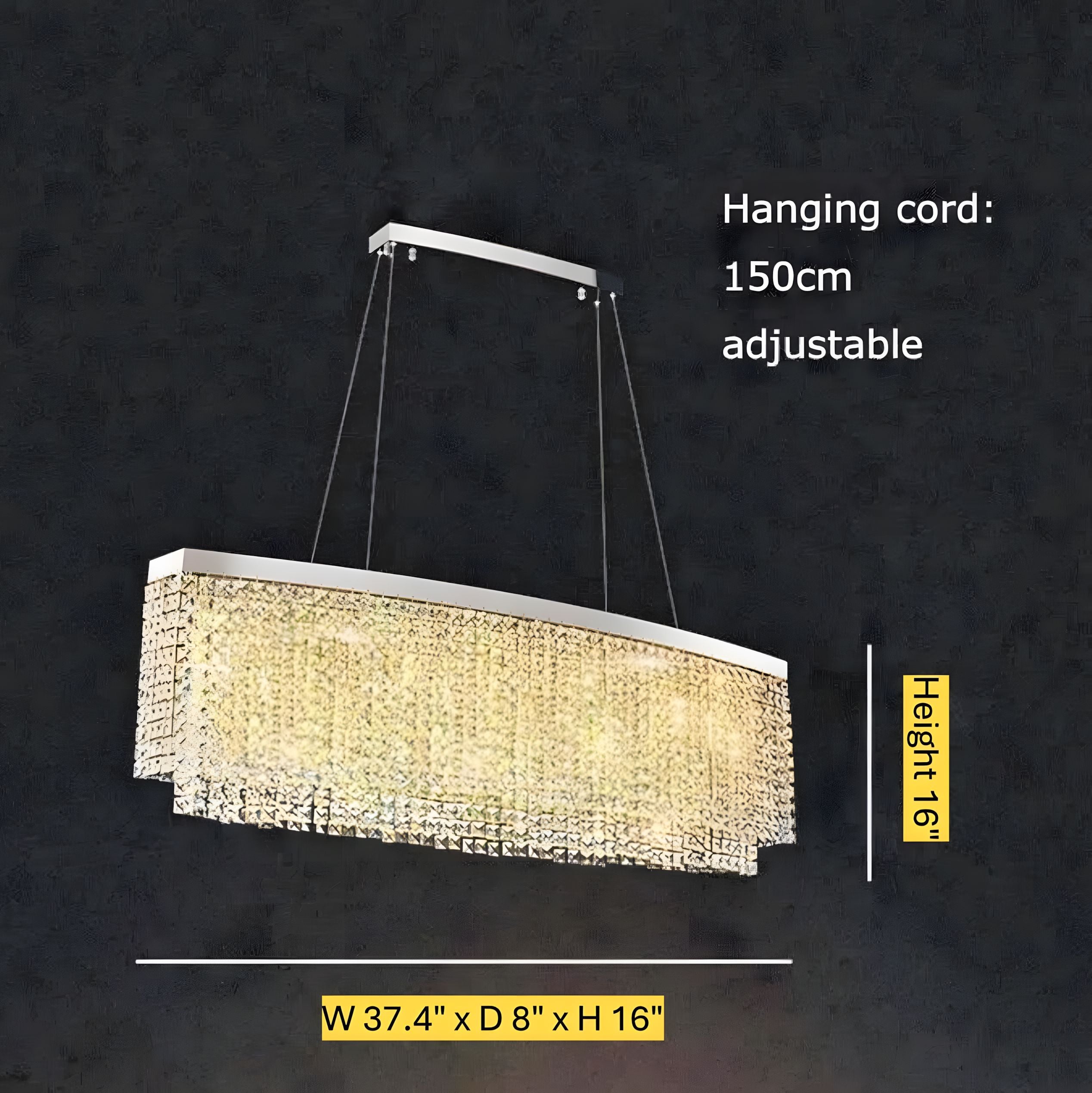 PENDRA-Rectangular Crystal Pendant Light-ZENDUCE