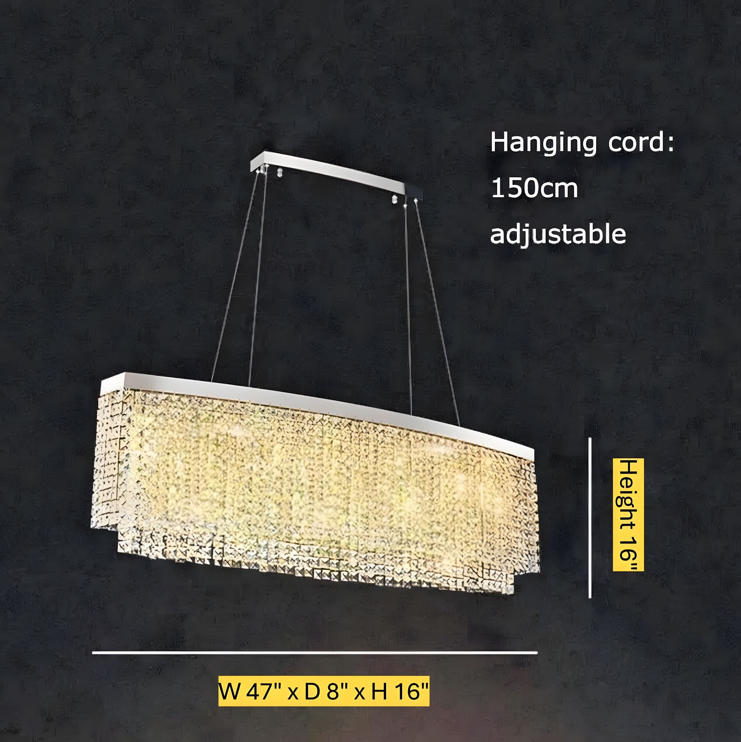 PENDRA-Rectangular Crystal Pendant Light-ZENDUCE