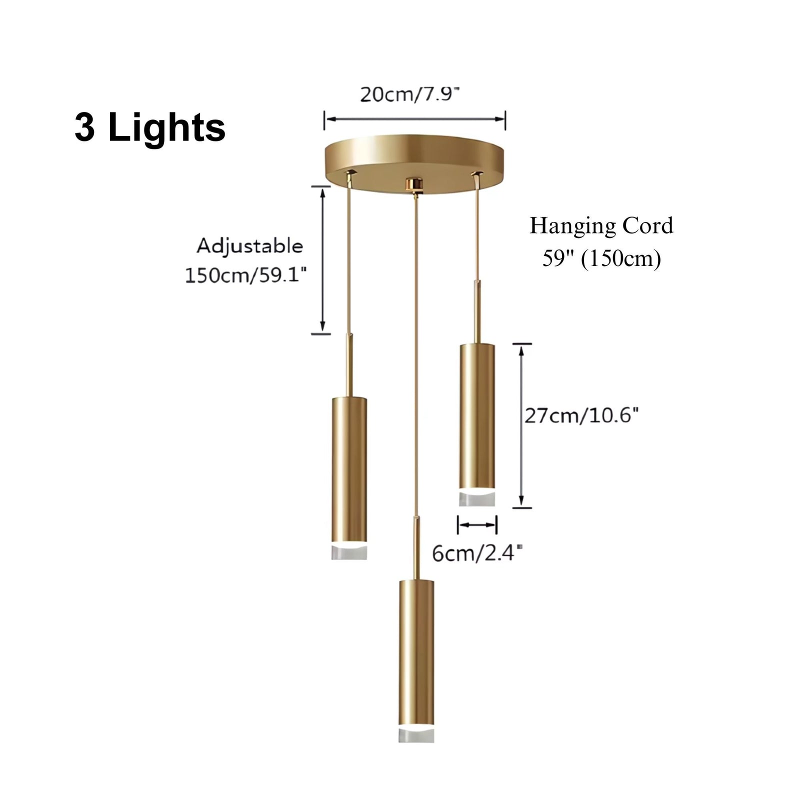 POONAH - ZENDUCE - 3-Light Pendant / Cool White 6000K